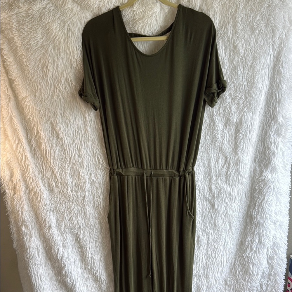 Cherish Green Cuffed Sleeve Sheath Jumpsuit